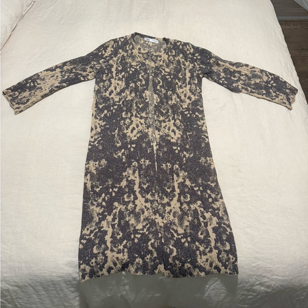 Zara Black and Cream Long Coat